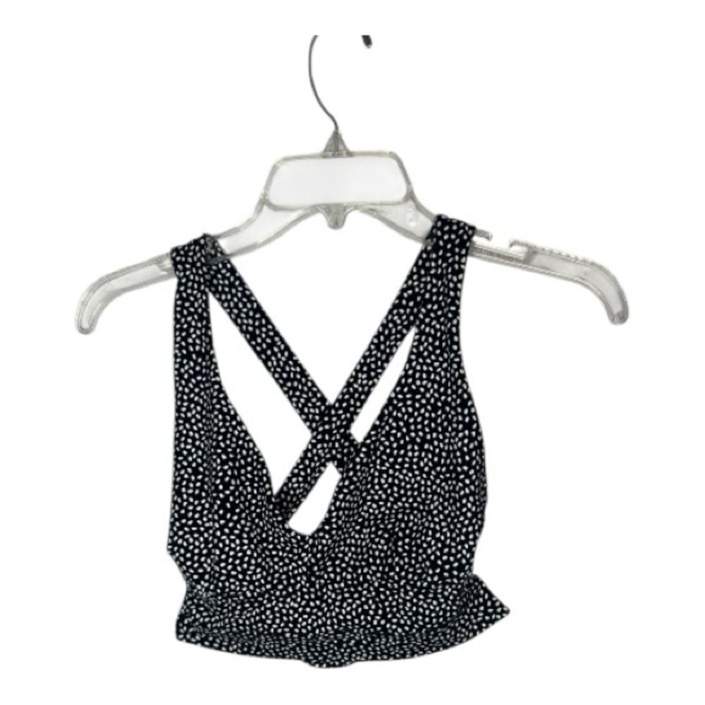 BuffBunny Black/White Speckled Monarch Black Bossy Print sports Bra. Size Small.